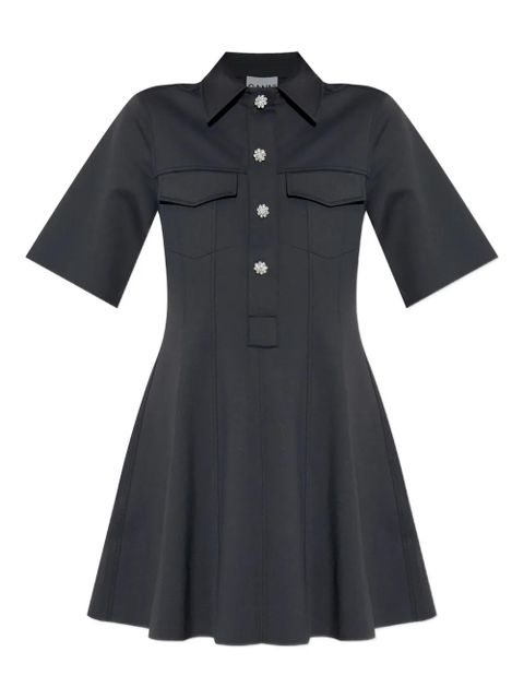 GANNI embellished short-sleeved mini day dress - Black - zdjęcie produktu nr 1