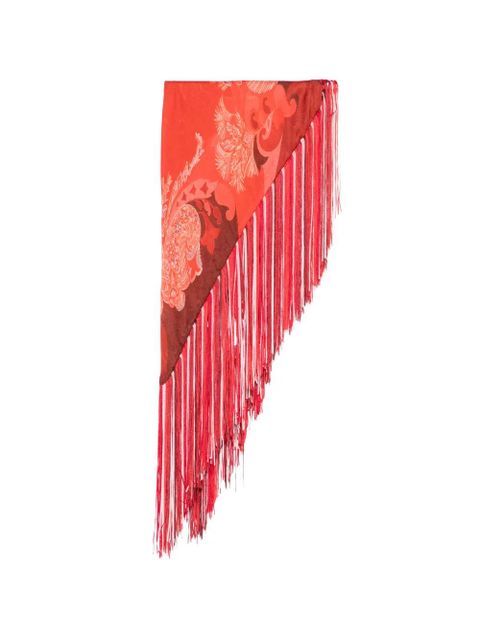 ETRO printed fringed scarf - Red - zdjęcie produktu nr 1