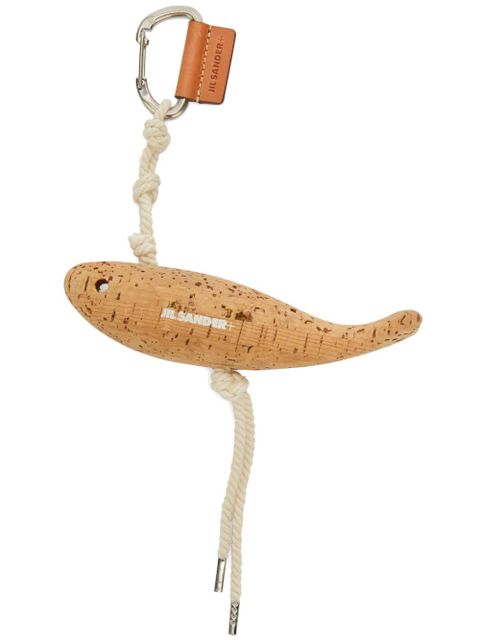 Jil Sander fishtail-design logo-print keyring - Brown - zdjęcie produktu nr 1