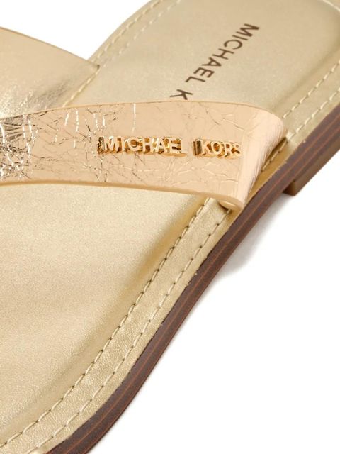Michael Kors Koko metallic-leather thong flip flop - Brown