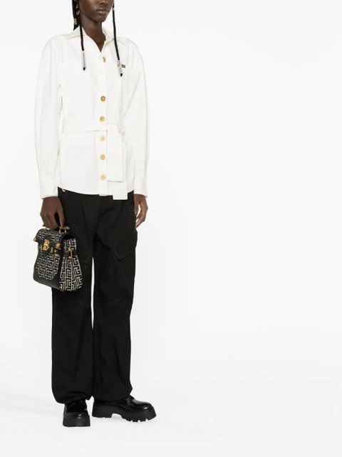 Balmain logo-plaque denim shirt jacket - White - zdjęcie produktu nr 2