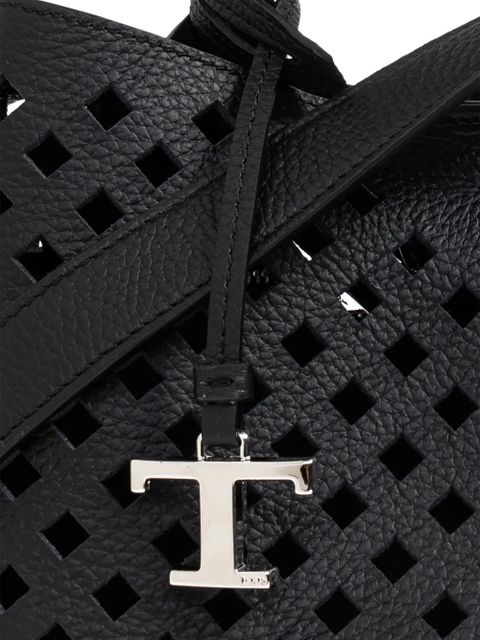 Tod's Micro Apa perforated-leather tote bag - Black