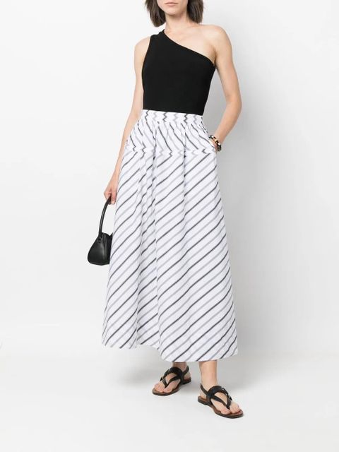 Tory Burch Variegated striped poplin skirt - White - zdjęcie produktu nr 2