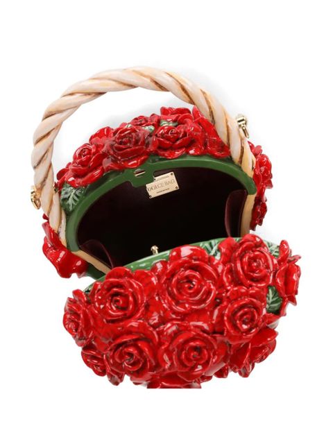 Dolce & Gabbana roses basket tote bag - Red