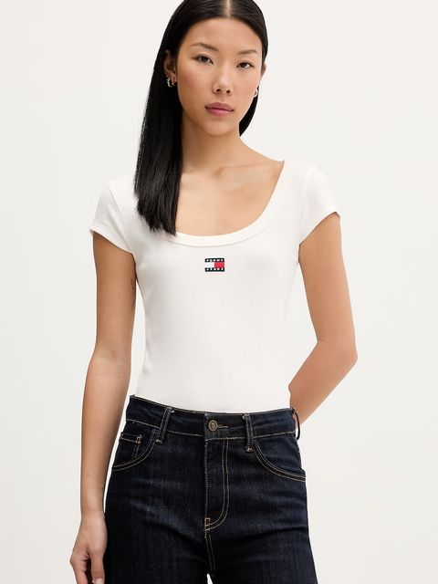 Tommy Jeans T-shirt damski bawełniany z elastanem - zdjęcie produktu nr 1