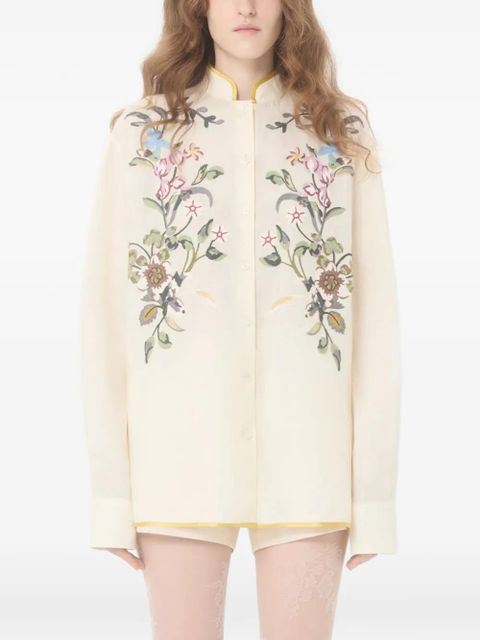 Valentino Garavani embroidered linen shirt - Neutrals