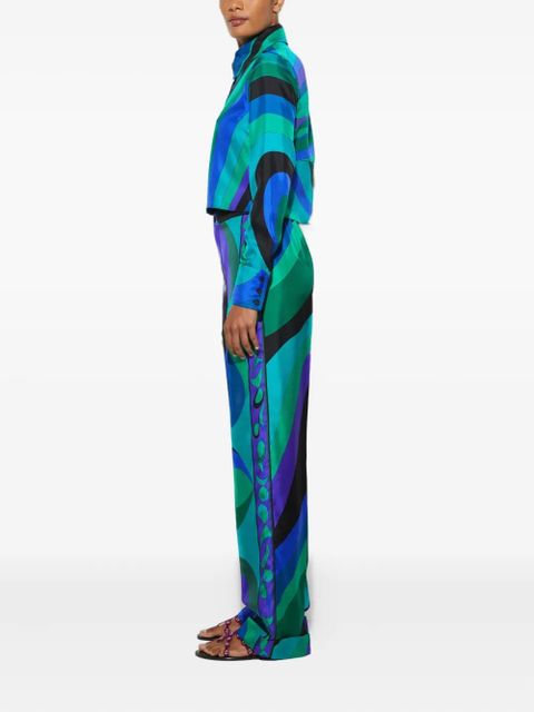 PUCCI Pesci-patterned wide-leg trousers - Green