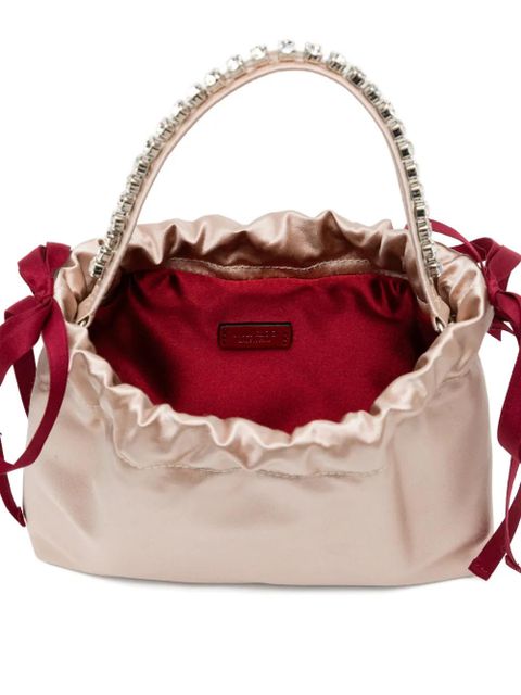 Jimmy Choo crystal-embellished satin bucket bag - Pink