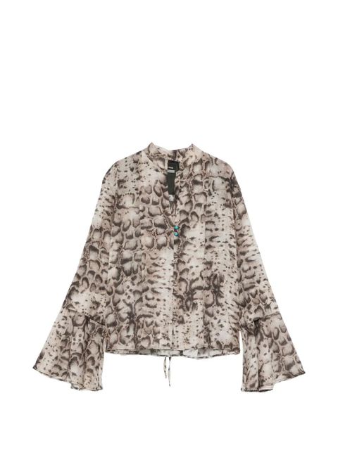 PINKO snakeskin-print flared-sleeve shirt - Neutrals - zdjęcie produktu nr 1