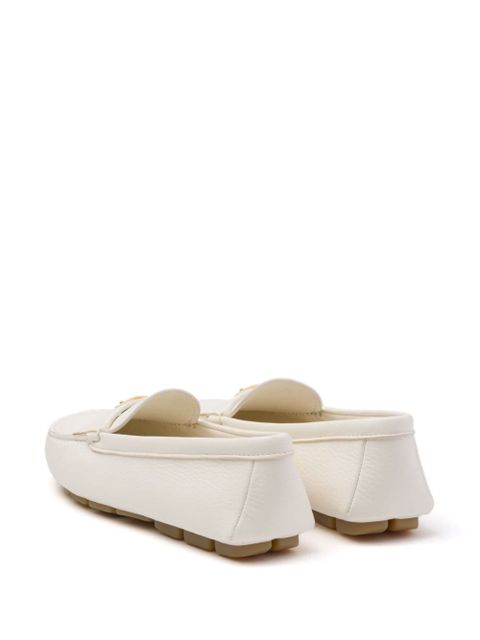 Prada enamel triangle-logo leather loafers - Neutrals