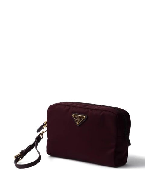 Prada triangle-logo makeup bag - Brown