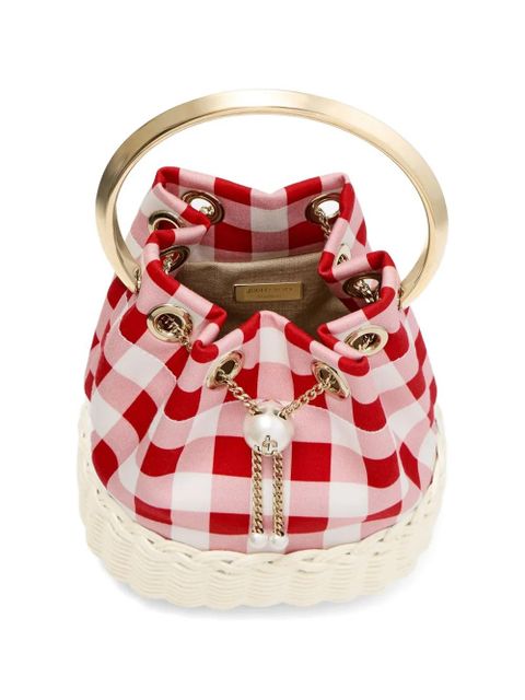 Jimmy Choo Bon Bon check pattern shoulder bag - White