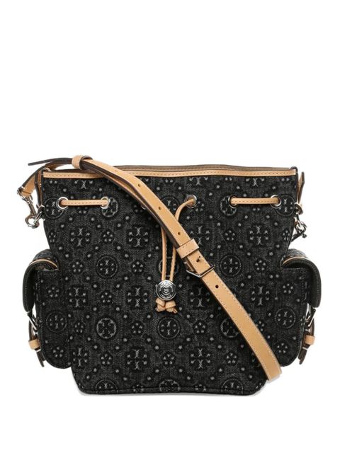 Tory Burch drawstring pattern bucket bag - Black - zdjęcie produktu nr 1