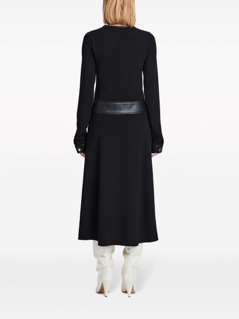 Proenza Schouler faux-leather trim long-sleeved midi dress - Black
