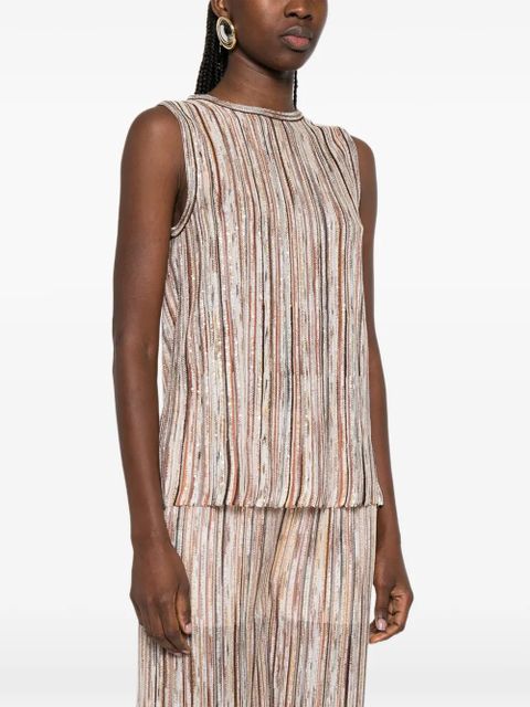 Missoni striped embellished top - Neutrals