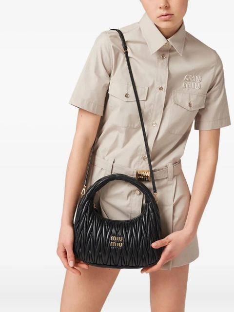 Miu Miu Wander matelassé leather tote bag - Black