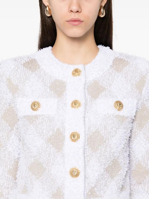 Balmain gingham tweed jacket - White