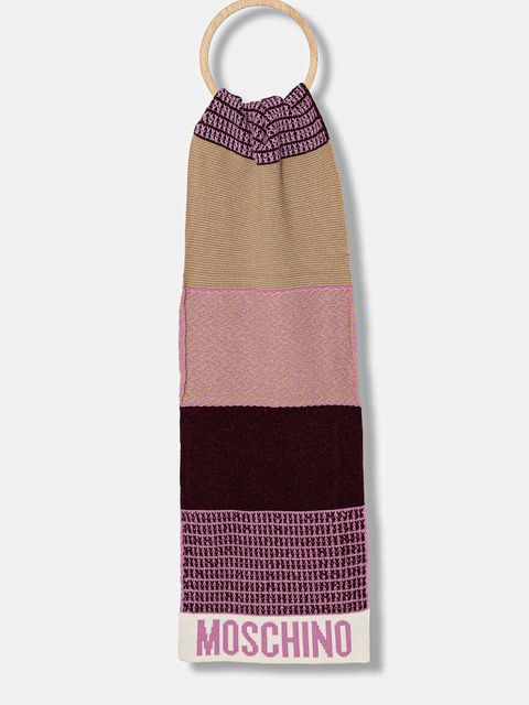 Moschino szalik z wełną kolor różowy wzorzysty M3337 30837 - zdjęcie produktu nr 1