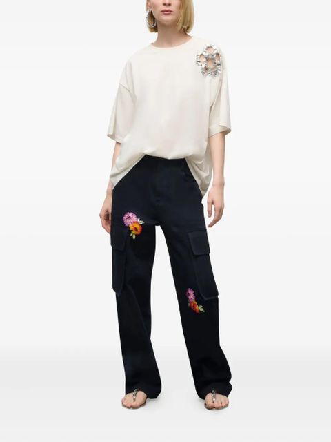 AREA embroidered-flower cargo trousers - Blue - zdjęcie produktu nr 2