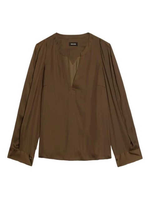 Zadig&Voltaire Torny V-neck satin blouse - Green - zdjęcie produktu nr 1