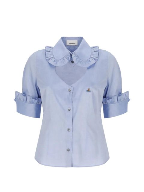 Vivienne Westwood ruffled-detail logo-embroidered shirt - Blue - zdjęcie produktu nr 1