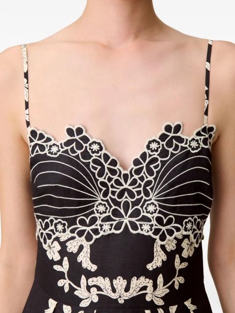 Claudie Pierlot floral-pattern embroidered midi dress - Black