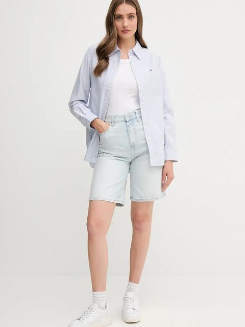 Tommy Hilfiger koszula bawełniana damska kolor niebieski regular z kołnierzykiem klasycznym WW0WW46111 - zdjęcie produktu nr 2