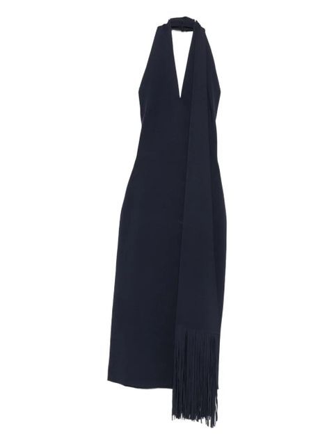 Cult Gaia halterneck fringed dress - Blue