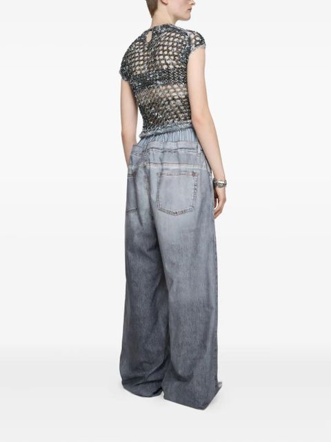 Acne Studios crochet-knit cropped T-shirt - Grey