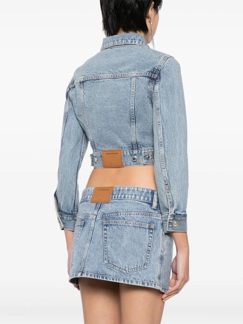 Alexander Wang bead-embellished cropped denim jacket - Blue