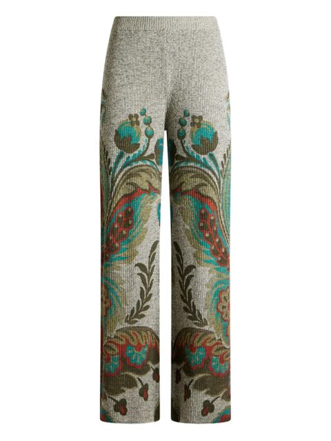 ETRO ribbed paisley-print trousers - Grey