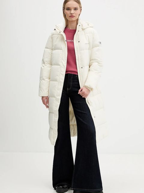 Guess Jeans kurtka damska kolor beżowy zimowa oversize W4BL26 WGII2 - zdjęcie produktu nr 2