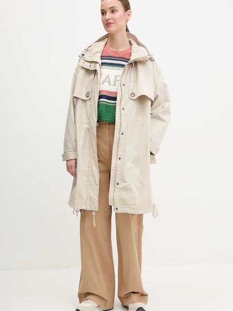 Napapijri spodnie bawełniane M-Selva damskie kolor beżowy szerokie high waist NP0A4IL4N1Q1 - zdjęcie produktu nr 2