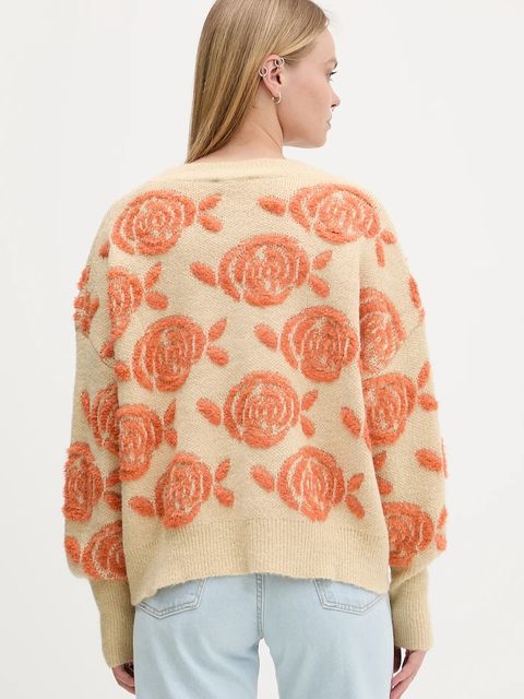 Desigual kardigan z domieszką wełny CARTER kolor beżowy ciepły 25WWJF22 - zdjęcie produktu nr 2