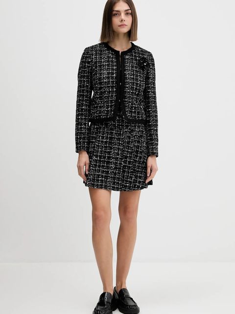 HUGO spódnica z wełną kolor czarny mini rozkloszowana 50550948