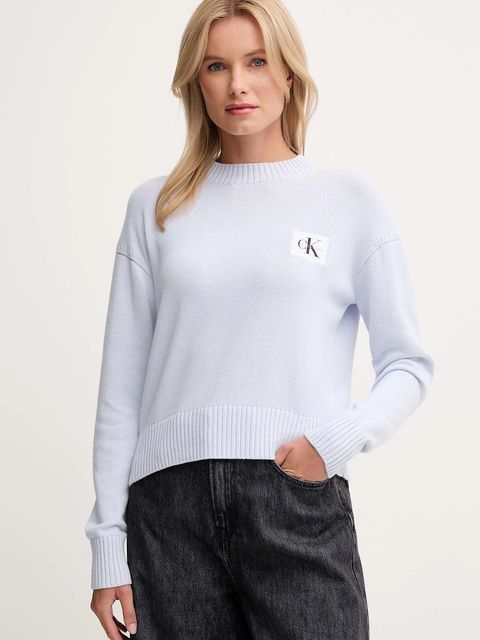 Calvin Klein Jeans sweter bawełniany damski kolor niebieski LV047D351G - zdjęcie produktu nr 1