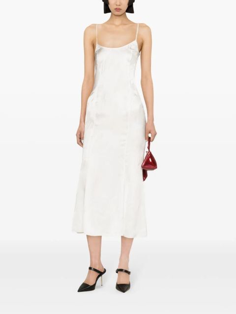 The Attico logo-jacquard satin midi dress - White