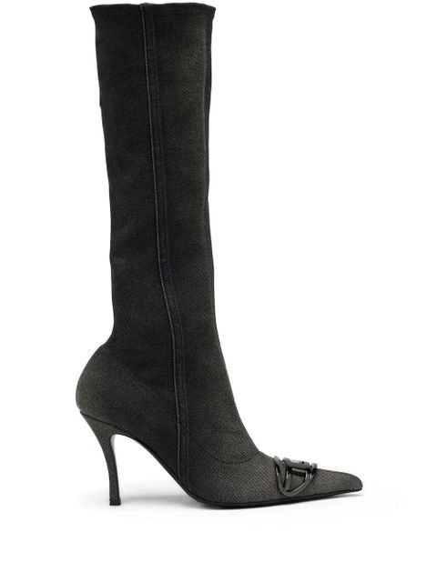 Diesel D-Venus Kb D 90mm denim knee-high boots - Black - zdjęcie produktu nr 1