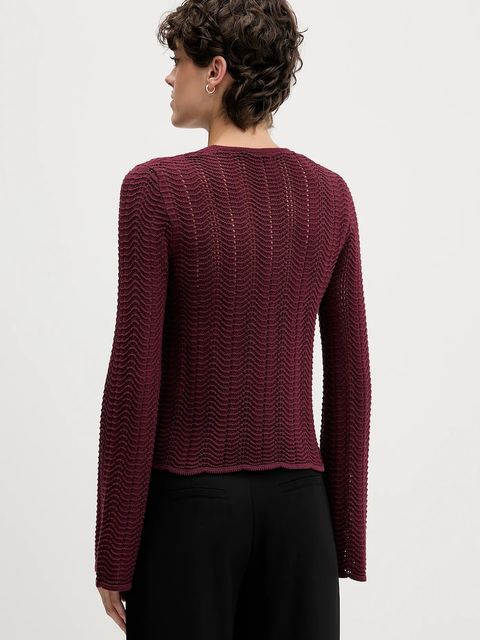 Sisley sweter bawełniany damski kolor bordowy lekki 1494M106O