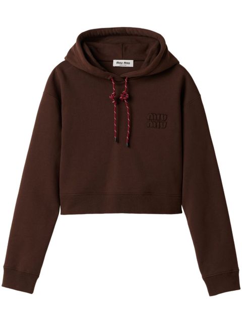 Miu Miu cotton fleece hoodie - Brown - zdjęcie produktu nr 1