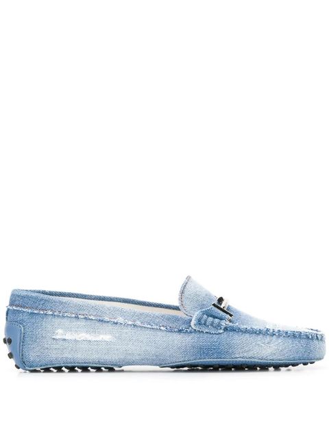 Tod's distressed denim loafers - Blue - zdjęcie produktu nr 1
