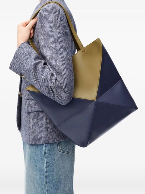LOEWE Puzzle Fold geometric panelled tote bag - Blue