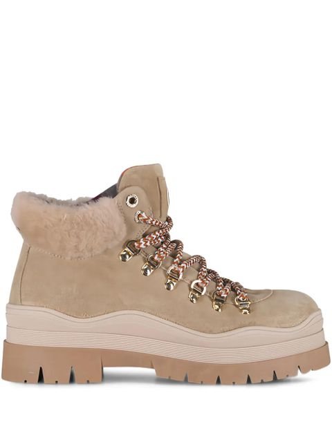 BOGNER Arosa shearling metallic-eyelet boots - Neutrals