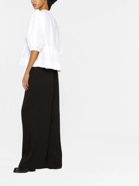 GANNI organic-cotton peplum blouse - White