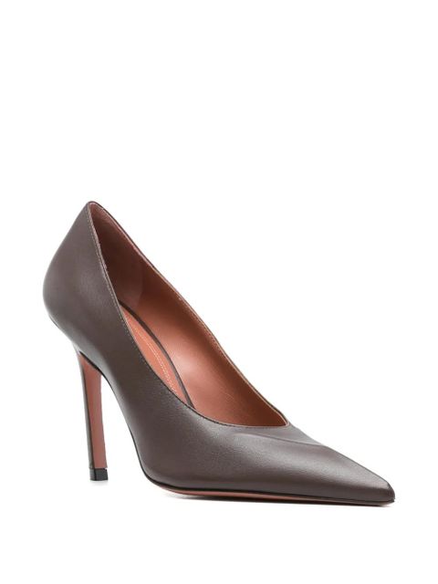 Amina Muaddi point toe leather pumps - Brown - zdjęcie produktu nr 2