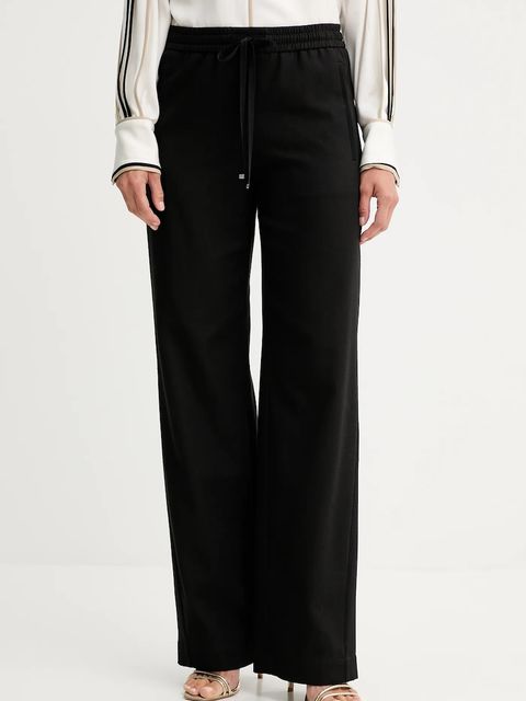 BOSS spodnie bawełniane damskie kolor czarny proste high waist 50543268 - zdjęcie produktu nr 1