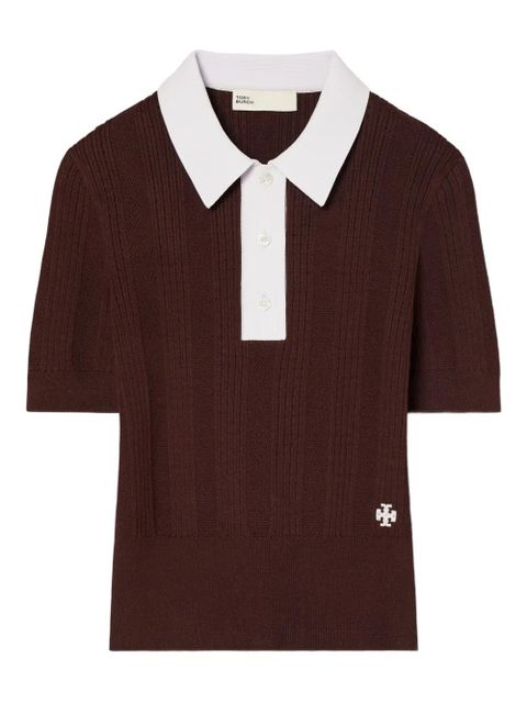 Tory Burch Pointelle polo sweater - Brown - zdjęcie produktu nr 1