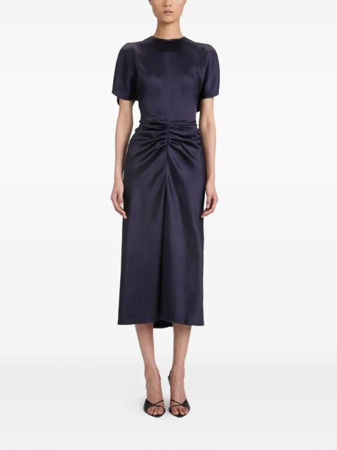 Victoria Beckham gathered-waist midi dress - Blue