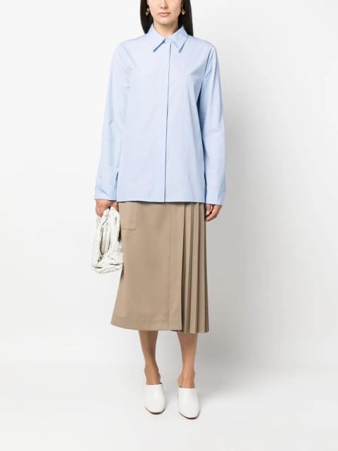 Jil Sander concealed-fastening striped cotton shirt - Blue - zdjęcie produktu nr 2