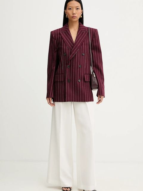 MAX&Co. marynarka z dodatkiem wełny kolor bordowy oversize wzorzysta 2528046042200 - zdjęcie produktu nr 2